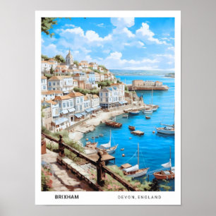 Blauer Himmel in Brixham Devon England Vintage Rei Poster