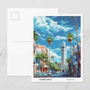 Blauer Himmel in Casablanca Marokko Vintage Reise Postkarte