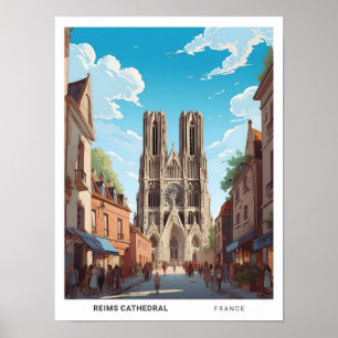 Blauer Himmel in der Kathedrale von Reims Frankrei Poster