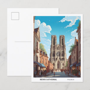 Blauer Himmel in der Kathedrale von Reims Frankrei Postkarte