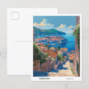 Blauer Himmel in Dubrovnik Kroatien Vintage Reise Postkarte