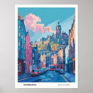 Blauer Himmel in Edinburgh Schottland Vintage Reis Poster
