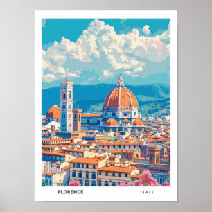Blauer Himmel in Florenz Italien Vintage Reise Poster