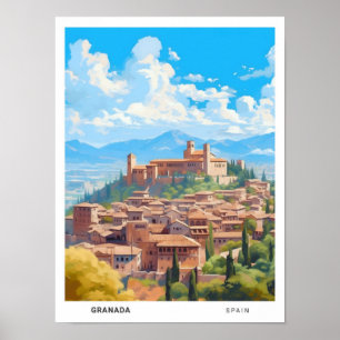Blauer Himmel in Granada Spanien Vintage Reise Poster