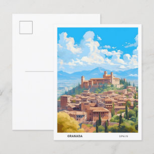 Blauer Himmel in Granada Spanien Vintage Reise Postkarte