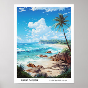 Blauer Himmel in Grand Caymans Vintage Reise Poster