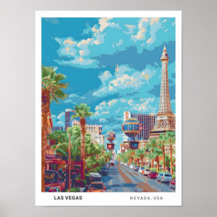 Blauer Himmel in Las Vegas Nevada USA Vintage Reis Poster