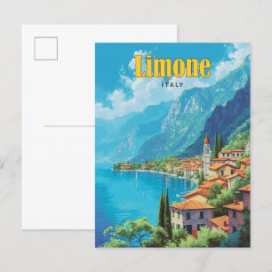 Blauer Himmel in Limone Italien Vintage Reise Postkarte