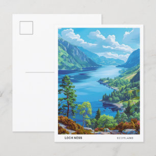 Blauer Himmel in Loch Ness Schottland Vintage Reis Postkarte