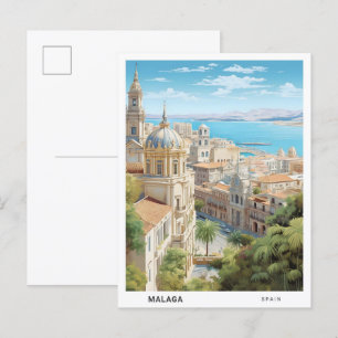 Blauer Himmel in Malaga Spanien Vintage Reise Postkarte