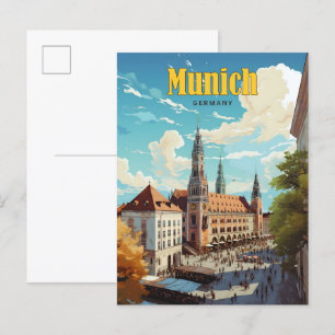 Blauer Himmel in München Deutschland Vintage Reise Postkarte