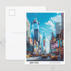 Blauer Himmel in New York USA Vintage Reise Postkarte