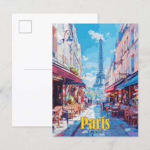Blauer Himmel in Paris Frankreich Vintage Reise Postkarte