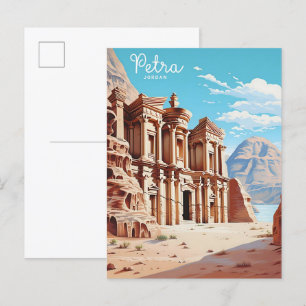 Blauer Himmel in Petra Jordan Vintage Reise Postkarte