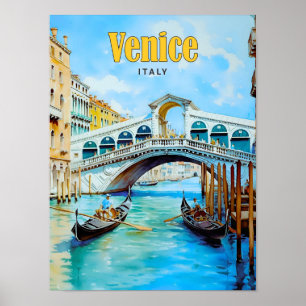 Blauer Himmel in Venedig Italien Vintage Reise Poster