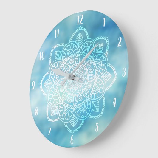 Blauer Himmel-Mandala Große Wanduhr (Winkel)