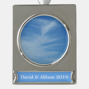 Blauer Himmel mit Abstrakten Wolken-Foto Banner-Ornament Silber