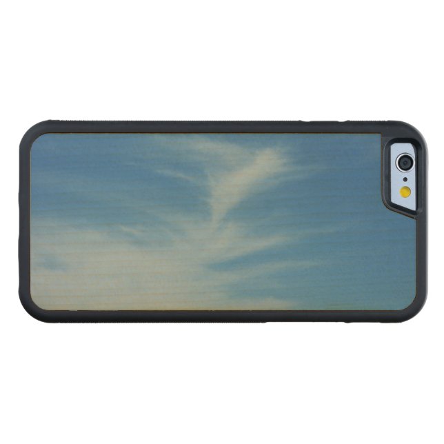 Blauer Himmel mit Abstrakten Wolken-Foto Carved Wood iPhone Hülle (Vorderseite (Horizontal))