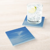 Blauer Himmel mit Abstrakten Wolken-Foto Glasuntersetzer (Schrägansicht)