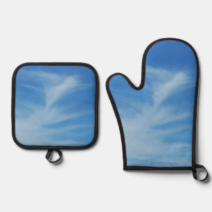 Blauer Himmel mit Abstrakten Wolken-Foto Ofenhandschuh & Topflappen-Set