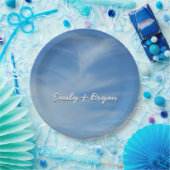 Blauer Himmel mit Abstrakten Wolken-Foto Pappteller (Party)