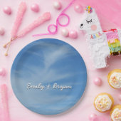 Blauer Himmel mit Abstrakten Wolken-Foto Pappteller (Party)