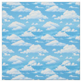 Blauer Himmel mit flauschigen Wolken Cartoon Stoff (Muster)