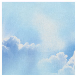 Blauer Himmel mit flauschigen Wolken wiederholen Stoff
