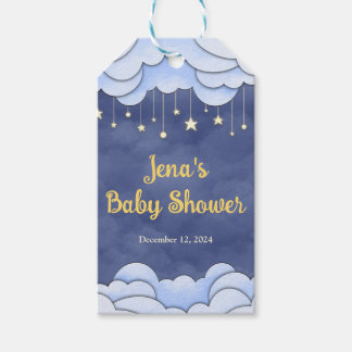 Blauer Himmel mit Haning Stars - Geschenk-Tag Geschenkanhänger