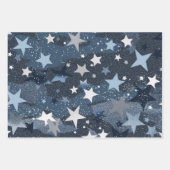 Blauer Himmel mit Silbermond und Sternen Geschenkpapier Set (Vorderseite 2)