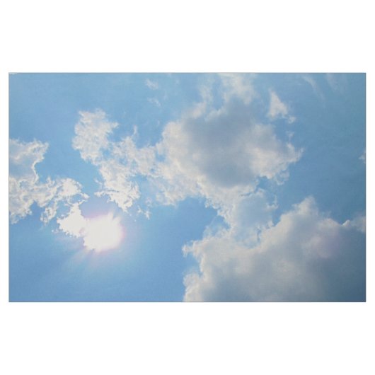 Blauer Himmel mit Sonne und Wolken Foto Stoff (Yard (91,4 cm))