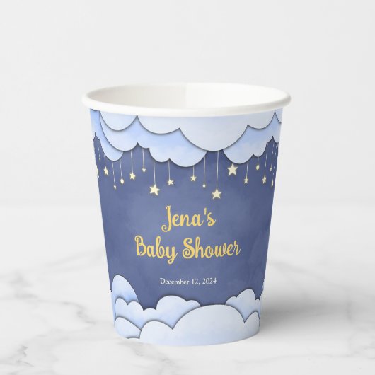 Blauer Himmel mit Stars - Pappbecher (Links)