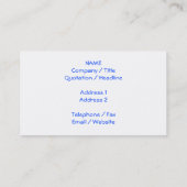 Blauer Himmel mit weißen Wolken Visitenkarte (Rückseite)