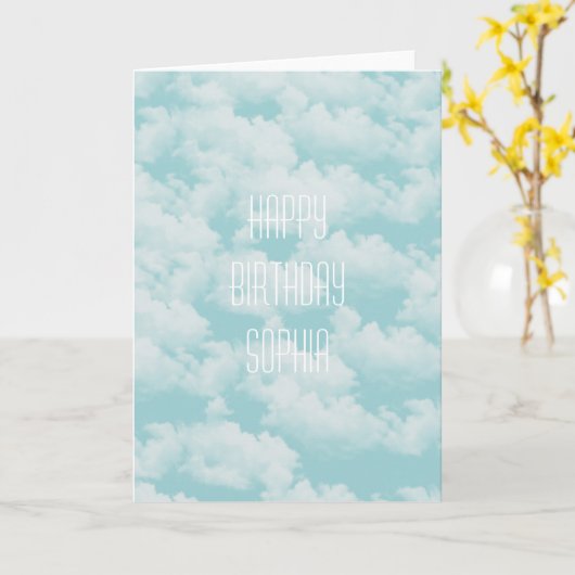 Blauer Himmel mit Wolken Karte (Gelbe Blume)