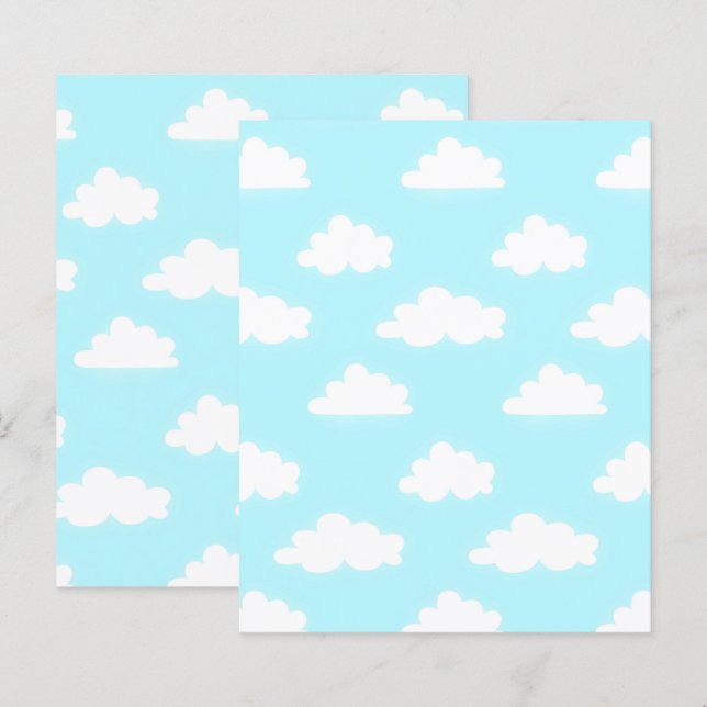 Blauer Himmel mit Wolken Scrapbook Papier Bastelpa (Vorne/Hinten)