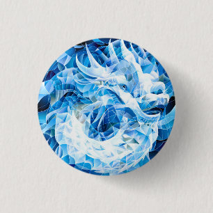 Blauer Himmel-Mosaik-Drache Button