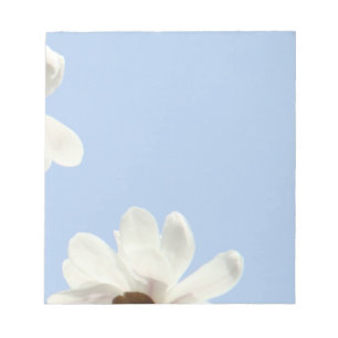 Blauer Himmel Notizblöcke weiße Magnolienblüten