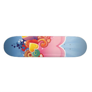 Blauer Himmel-Rosa-Herz Skateboard