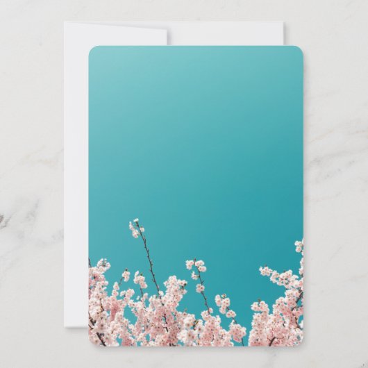 Blauer Himmel Sakura Blume Blüte Frühjahrsdusche Einladung (Rückseite)