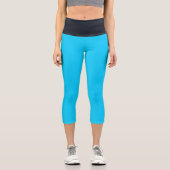 Blauer Himmel Schwarzer Waisted Yoga Capris (Vorderseite)