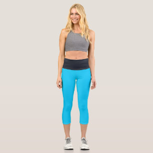 Blauer Himmel Schwarzer Waisted Yoga Capris