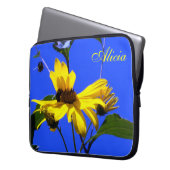 Blauer Himmel, Sonnenblumen N Bienen Laptop-Sieb Laptopschutzhülle (Vorderseite Links)