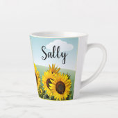 Blauer Himmel Sonnenblumen und Schmetterling Perso Milchtasse (Rechts)