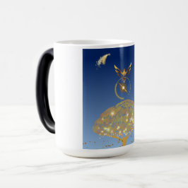 Blauer Himmel: Sterne, ein Vogel und sein goldener Verwandlungstasse