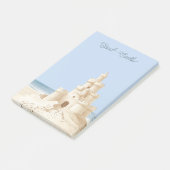 Blauer Himmel Strand Creme Sandburg Post-it Klebezettel (angewinkelt)
