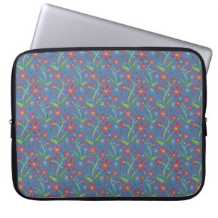 Blauer Himmel Tanzende Aquarell-Gänseblümchen Laptopschutzhülle