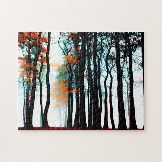 Blauer Himmel über Silhouetten im Herbst Puzzle (Horizontal)