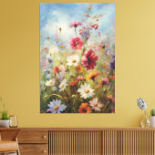 Blauer Himmel über Wildblume-Ölgemälde Leinwanddruck (Insitu (Wohnzimmer))