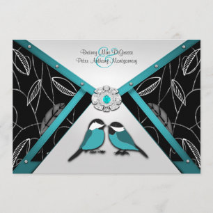 Blauer Himmel und Blauer Pool Vögel Hochzeiten Ein Einladung