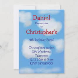 Blauer Himmel und flauschige Wolken Geburtstag Einladung